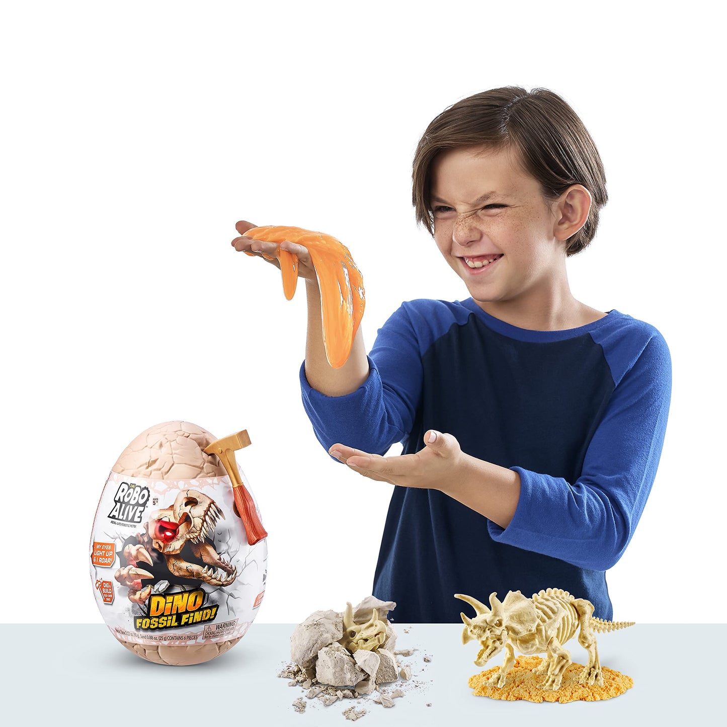 Robo Alive Dino Fossil Find - Stegosaurus by ZURU Excavate Dinosaur Fossils Digging Kit Collectible Toy with Slime, Multi-Color, Small