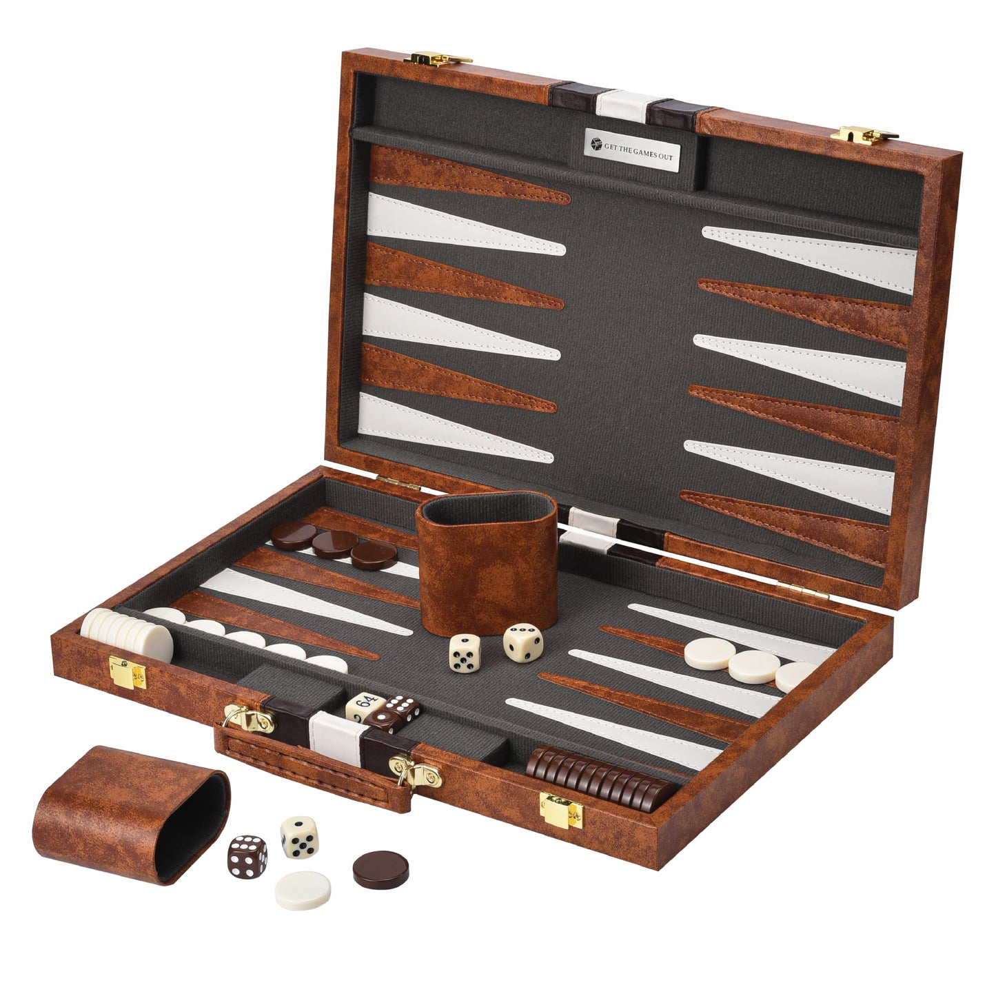 Get The Games Out Top Backgammon Set - Classic Board Game Case - 2 Players - Best Strategy & Tip Guide - Available in Small, Medium and Large Sizes