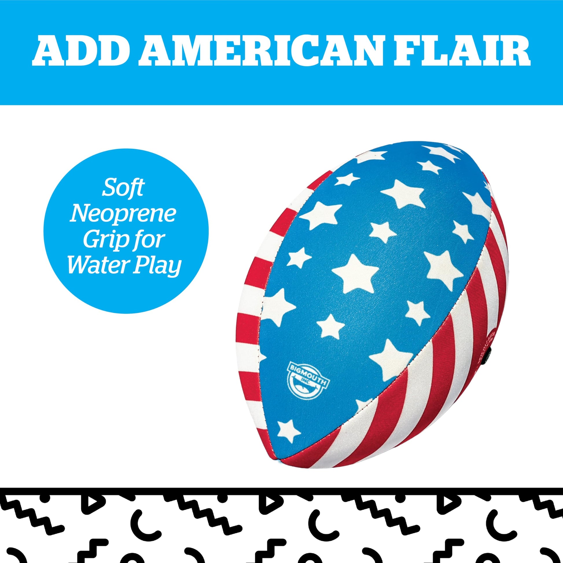 Star Spangled Splash Inflatable Water Football, Patriotic Red White Blue