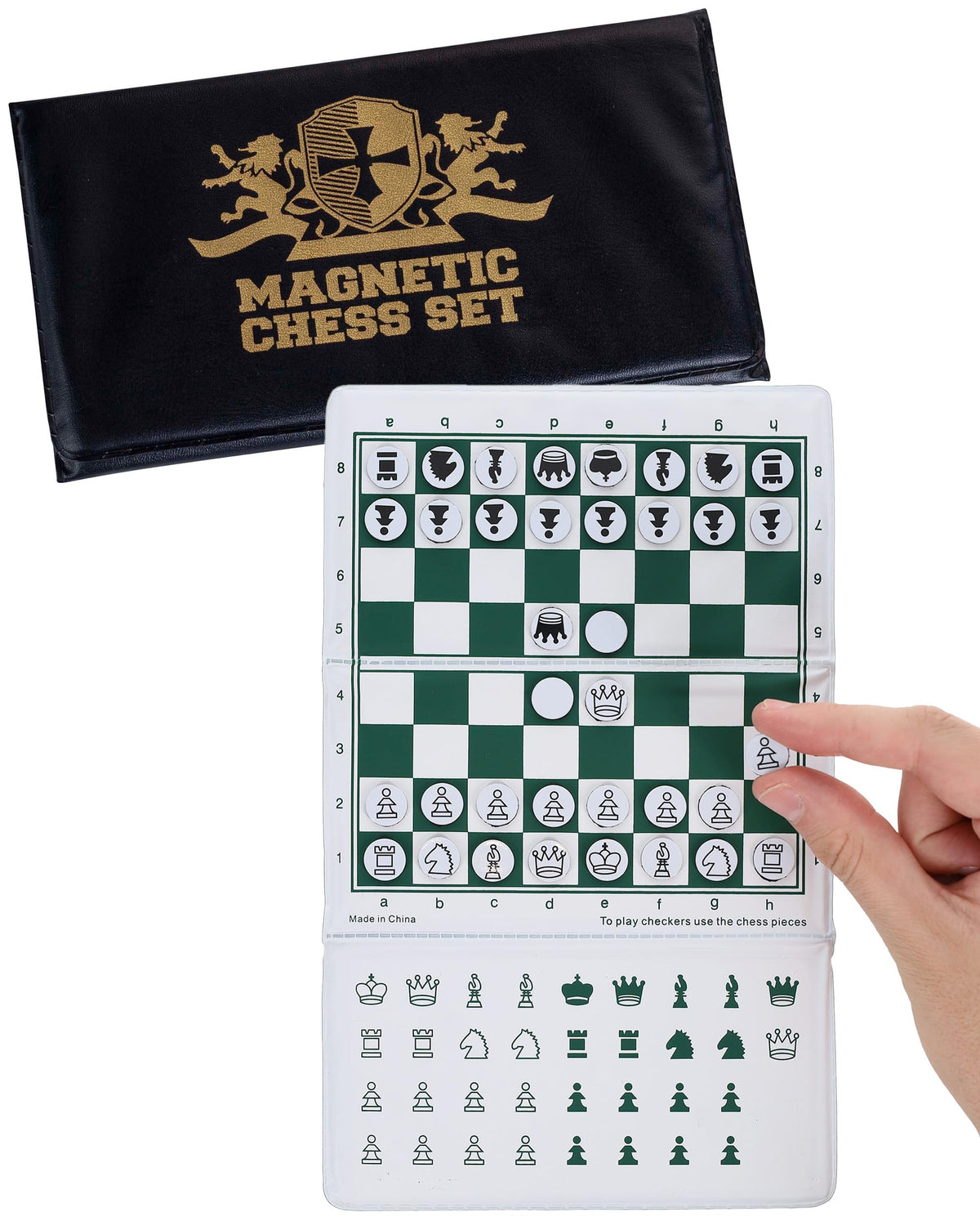 WE Games Mini Magnetic Travel Chess Set - 6-Inch Foldable Board with Durable Vinyl Pieces & Extra Queens- Indoor & Outdoor Magnetic Chess Game - Gold