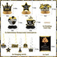 Happy Retirement Party Decorations for Men and Women - Black and Gold Banner, Backdrop Card, Sash, Hanging Swirls, Foil Balloons, Honeycomb