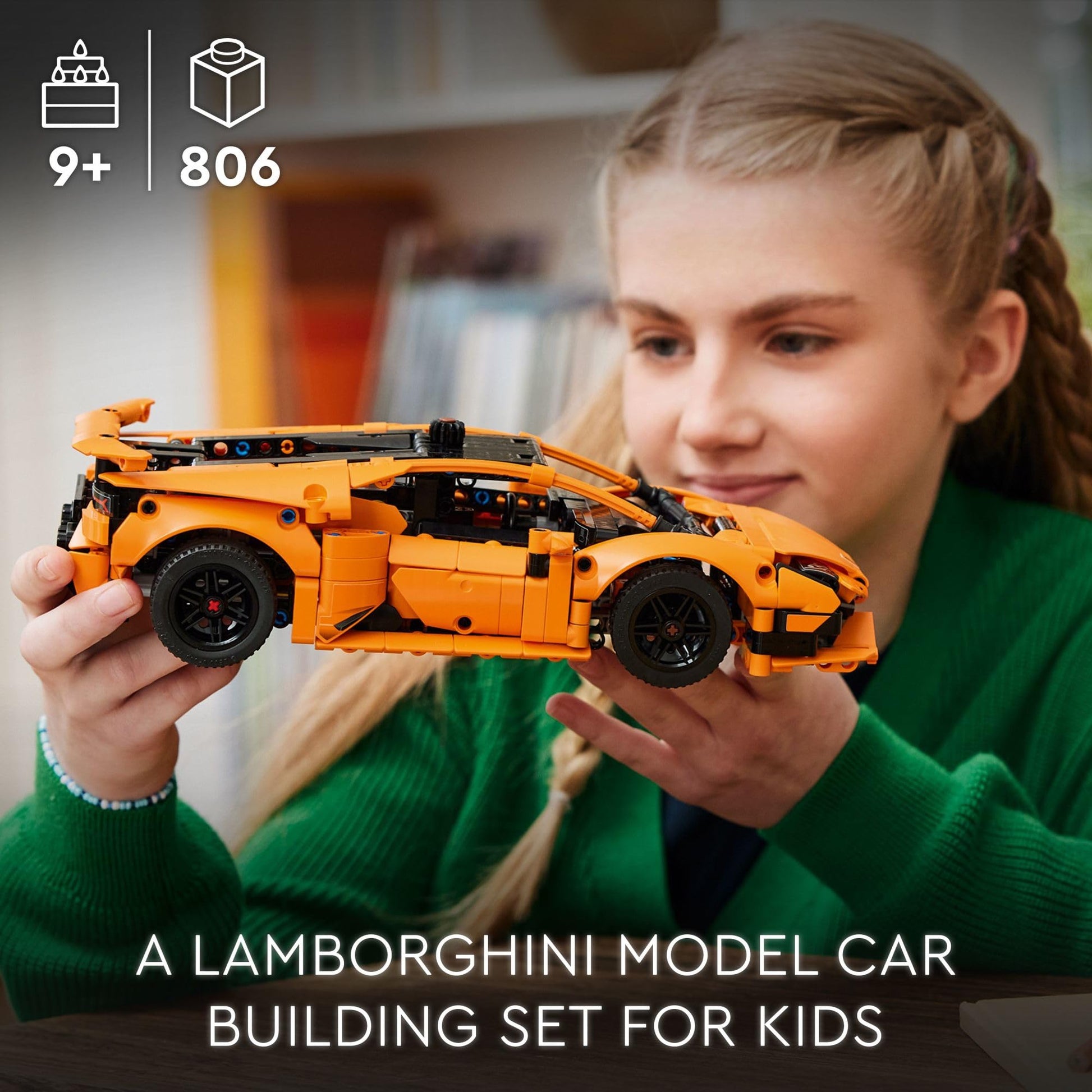 LEGO Technic Lamborghini Huracán Tecnica Orange Toy Cars - Building Toys for Kids, Boys & Girls, Ages 9+ - Lamborghini Toy Car W/ V10 Engine