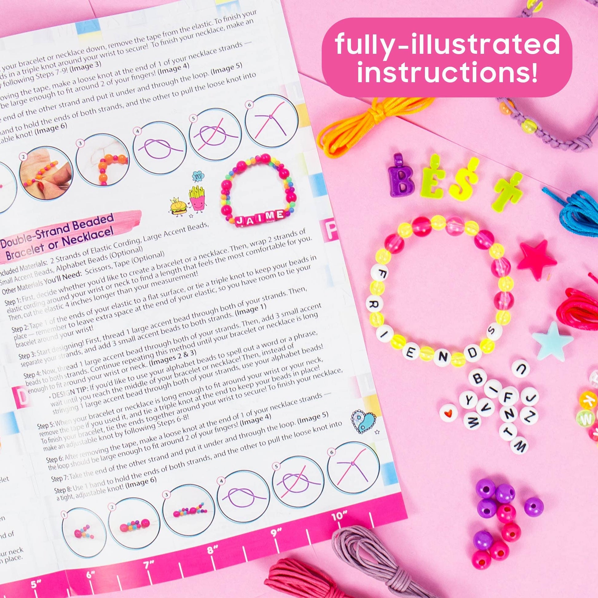 Just My Style ABC Beads by Horizon Group Usa, 1000+ Charms & Beads, Alphabet Charms, Accent Seed Star Wax Beading Cord, Satin Cord Key Ring Included