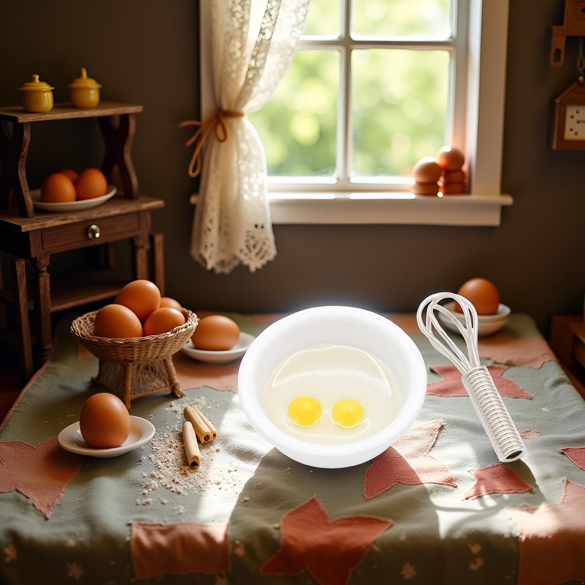2Pcs/Set 1/12 Miniature Whisk and Mixing Bowl Dollhouse Decoration Accessories
