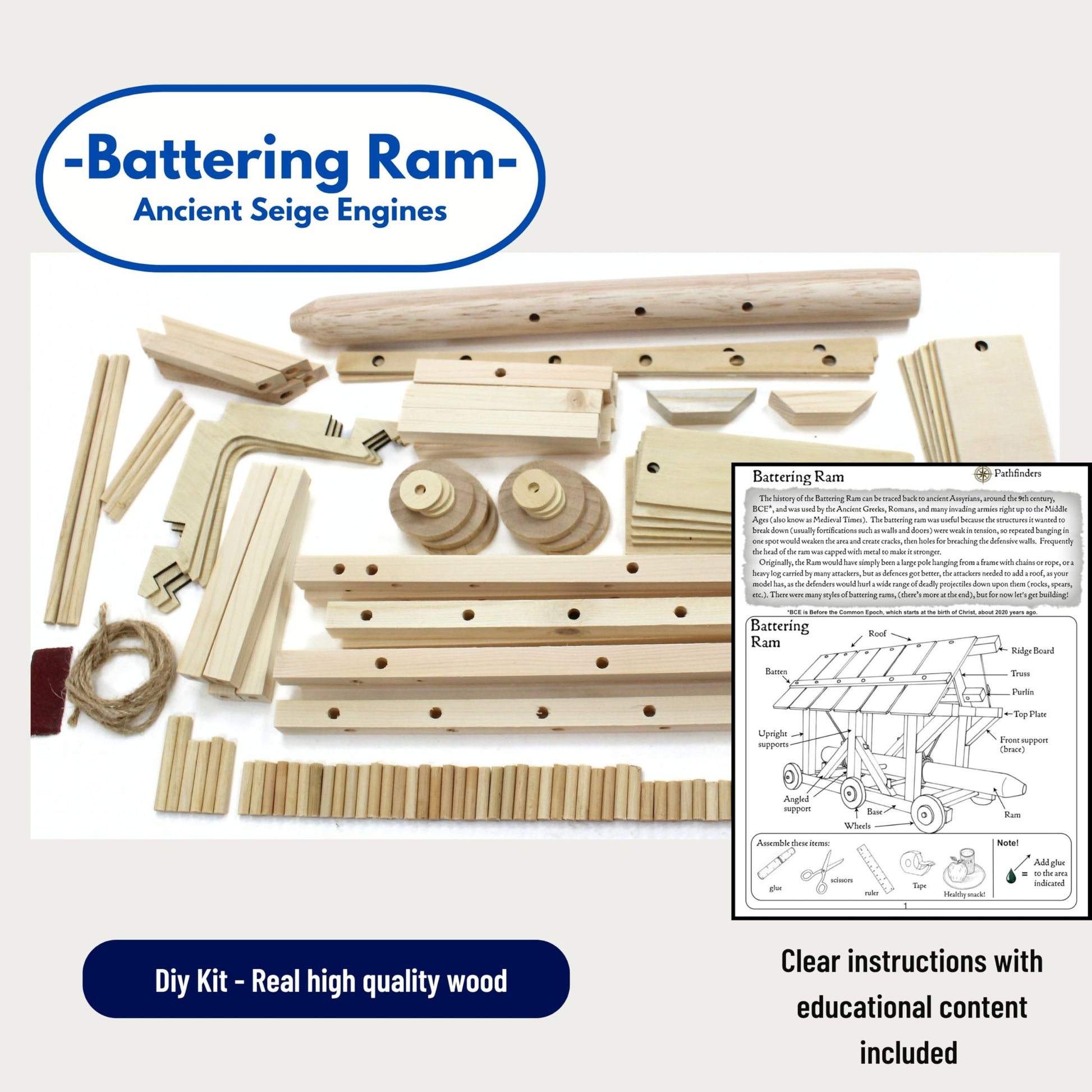 Pathfinders STEM kit | Roman Empire Battering Ram | Medieval Weapons Science Kits for Kids Age 8-10 10-14 | stem Kits for Kids Age 12-14 Physics Toys