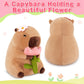 Achwishap Capybara Plush,Cute Plushies Capybara Stuffed Animals,Capybara Plush Toys,Kawaii Plushie Stuffed Toy with Flower Plushies Gifts for Kids