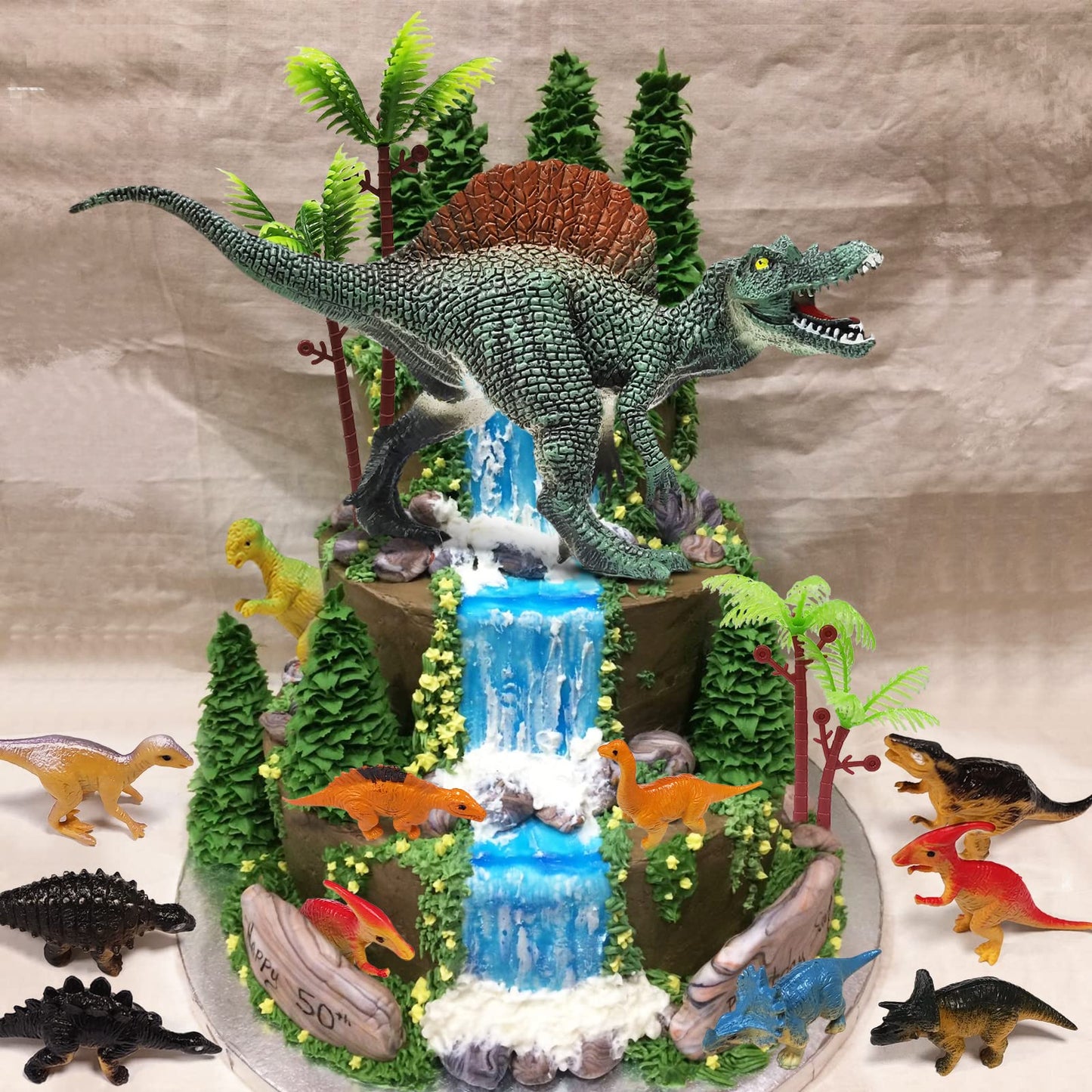 GLAHORSE 26 PCS Dinosaur Cake Toppers With Dinosaur Eggs, Leaves, Trees - Cake Decorations For Kids Birthday Party