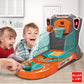 KUARLUBI Basketball Shooting Game Toy, Desktop Table Basketball Games Set with Basketball Court, Move Basket, Light and Score Fun Sports Novelty Toy