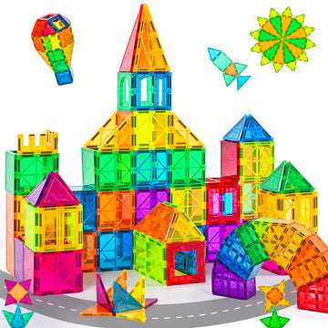 cossy 60 Pcs Magnet Tiles Magnetic 3D Building Blocks Set Educational Construction Toys for 3+ Year Kids with Stronger Magnets, Rivets-Fastened