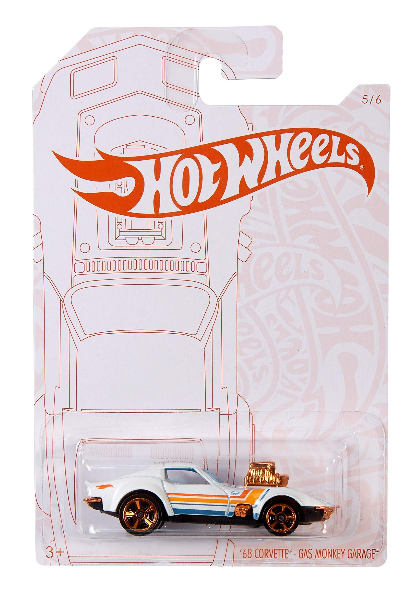 Hot Wheels 2020 Pearl and Chrome 5/6 - '68 Corvette Gas Monkey Garage (White)