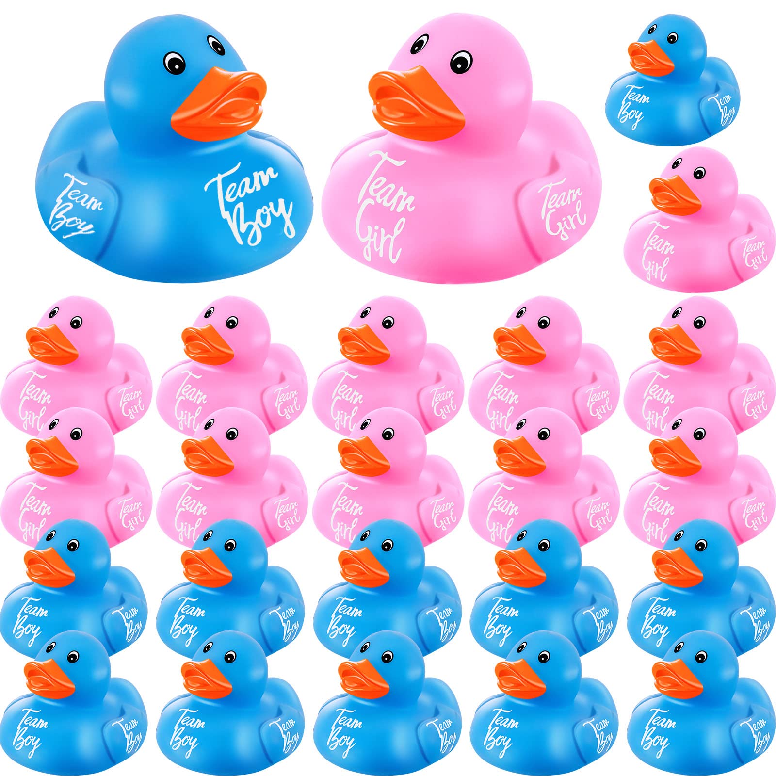 Deekin 24 Pieces Pink Blue Gender Reveal Rubber Ducks in Bulk Mini Ducky Bath Toys Small Ducks for Baby Shower Gender Reveal Party Favor