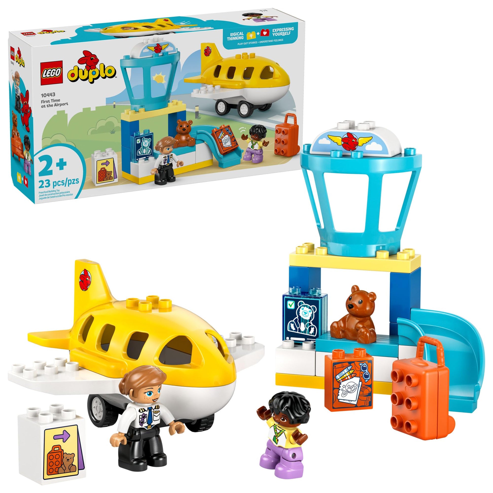 LEGO DUPLO Town First Time at the Airport Building Toy - Learning Play Set for Boys & Girls Ages 1.5+ - Little Ones Use Building Blocks to Explore