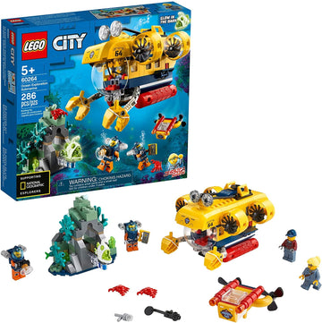 LEGO City Ocean Exploration Submarine 60264, with Submarine, Coral Reef Setting, Underwater Drone, Glow in The Dark Anglerfish Figure and 4 Explorer