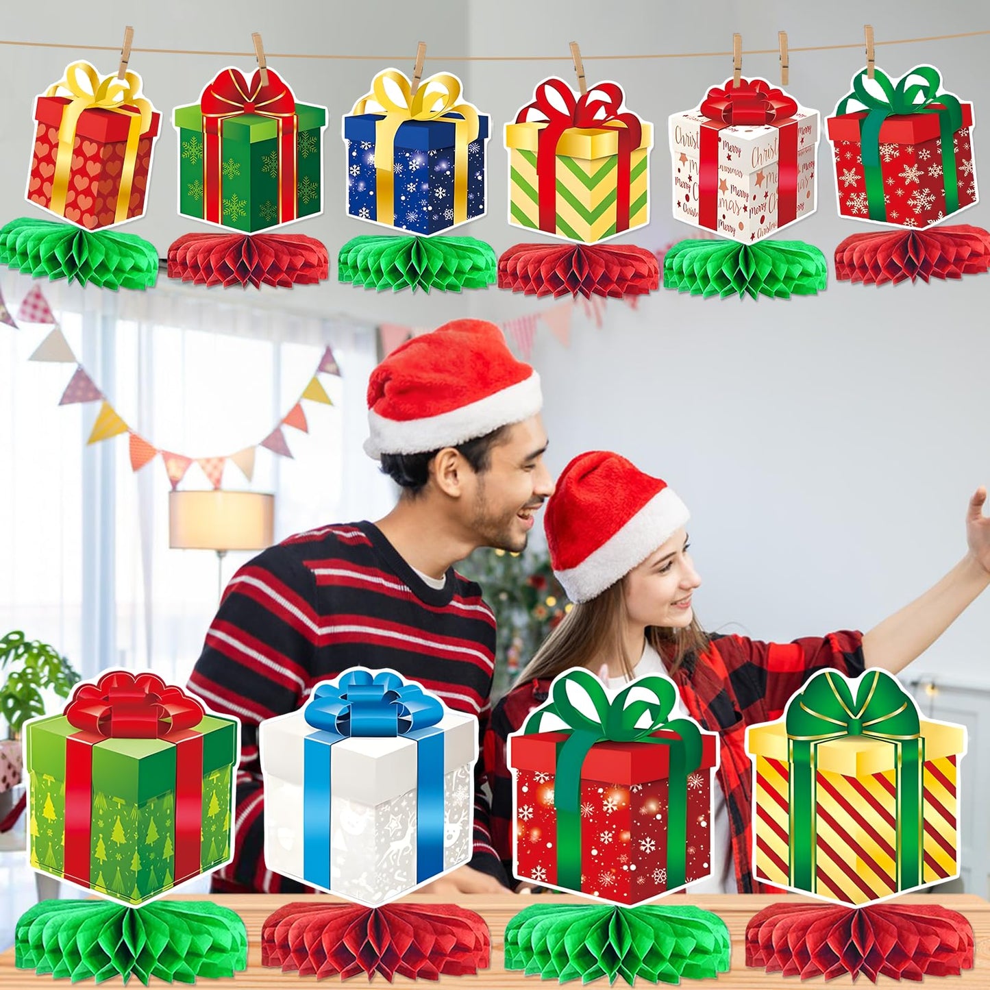 Christmas Party Decorations Christmas Honeycomb Centerpieces Holiday Party Decorations for Christmas Party Table Decorations Funny Christmas Party