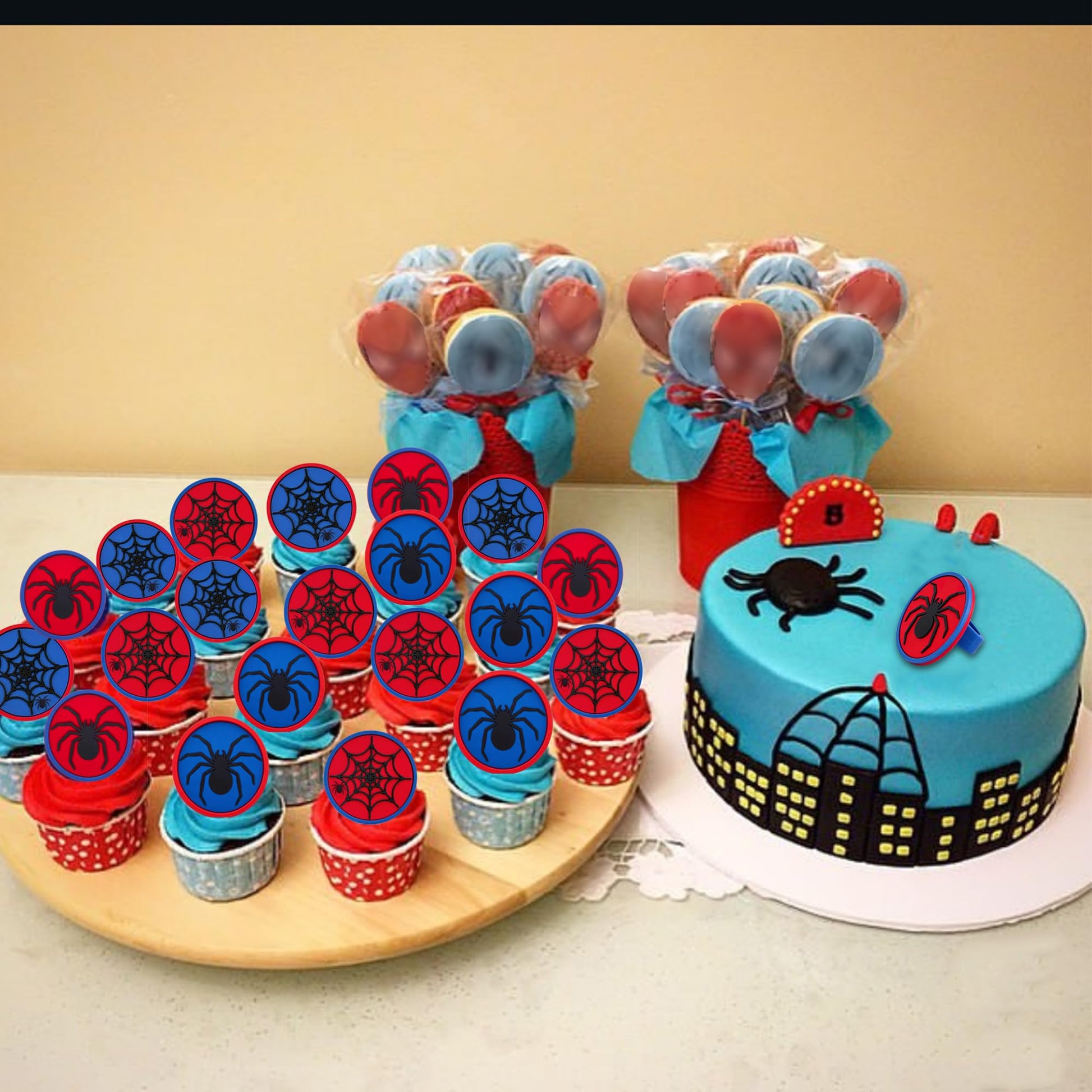 48 PCS Spider Cupcake Rings, Spider Cupcake Toppers Cake Toppers Dessert Decorations for Birthday Halloween Party Classroom Prizes