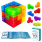 OUXIA Magnetic Building Blocks Magic Magnetic 3D Puzzle Cubes, Set of 7 Multi Shapes Magnetics Blocks with 54 Guide Cards, Children's Educational Toys