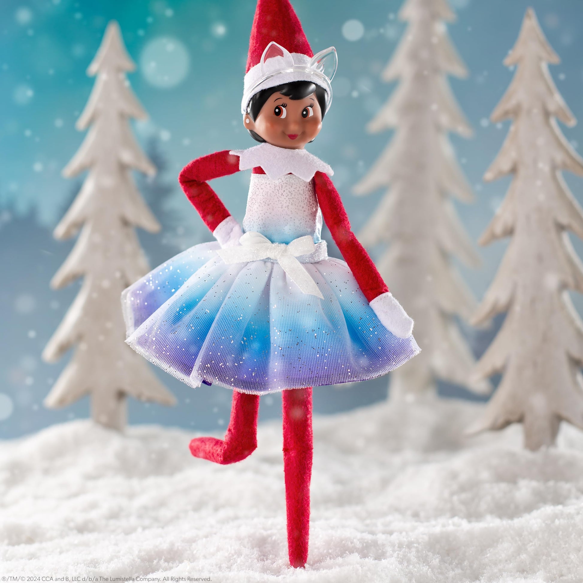 The Elf on the Shelf Claus Couture Extraordinary Noorah Party Dress for Your Scout Elf - Includes Northern Lights Inspired Dress and Fox-Ear Crown