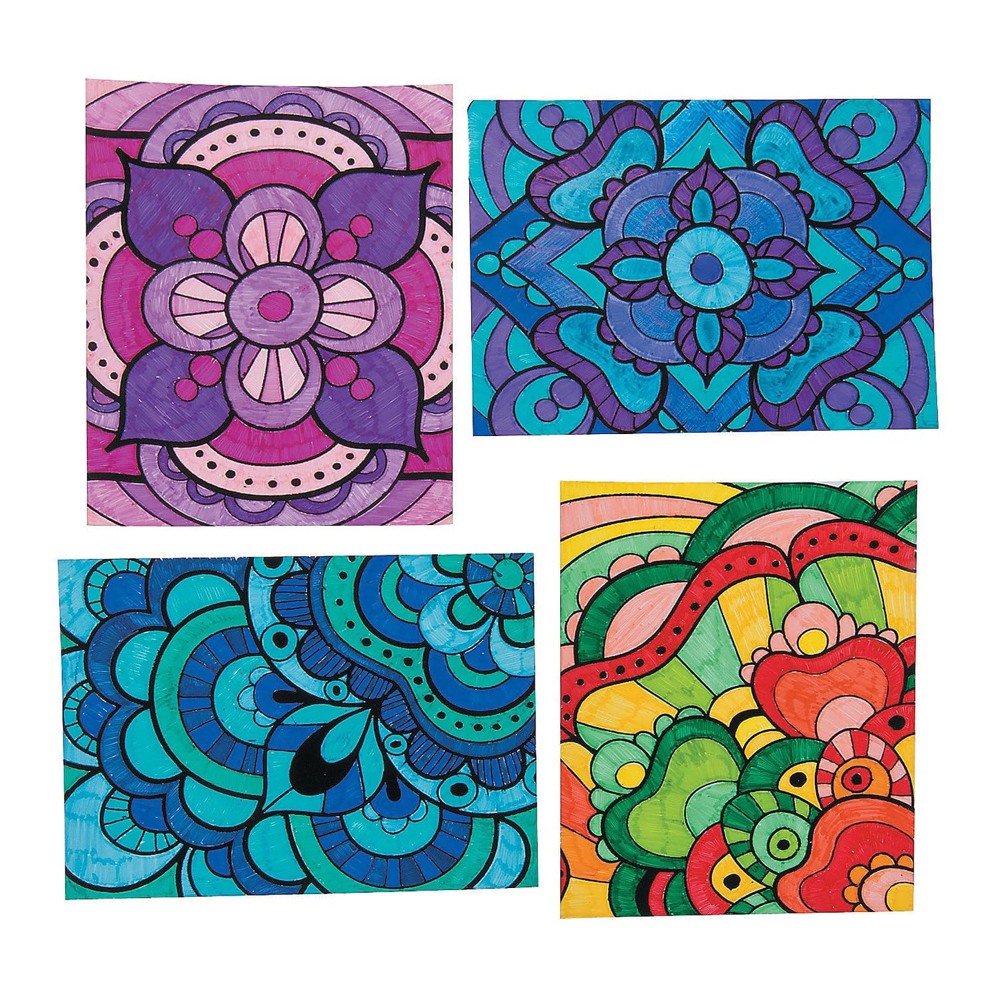 Color Your Own Fuzzy Mandala Design Posters - Bulk set of 24 - Crafts for Kids and Fun Home Activities