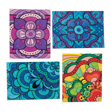 Color Your Own Fuzzy Mandala Design Posters - Bulk set of 24 - Crafts for Kids and Fun Home Activities
