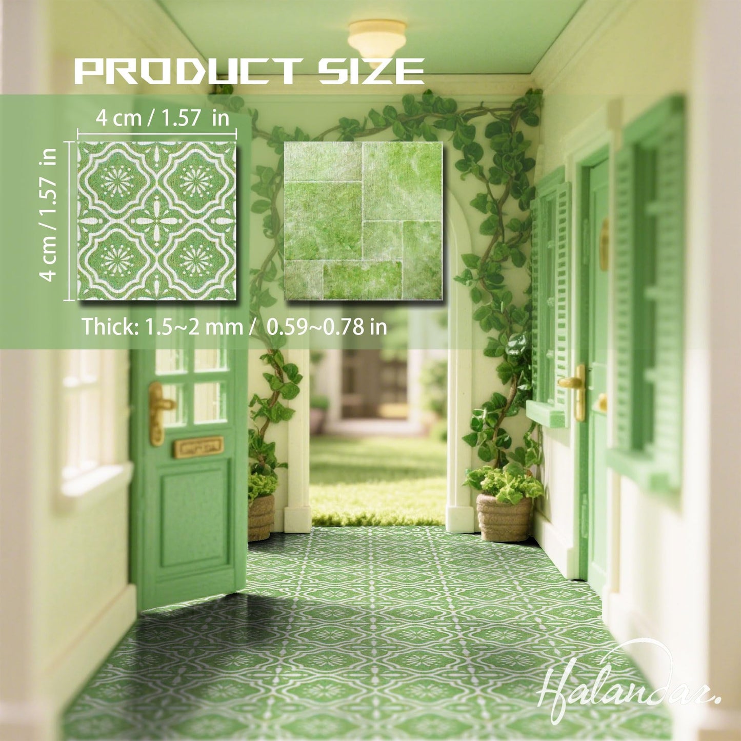 Halandar Dollhouse Flooring Tiles on 1/12 1/6 Scale Miniature Decor Accessories 32pcs Double-Sided
