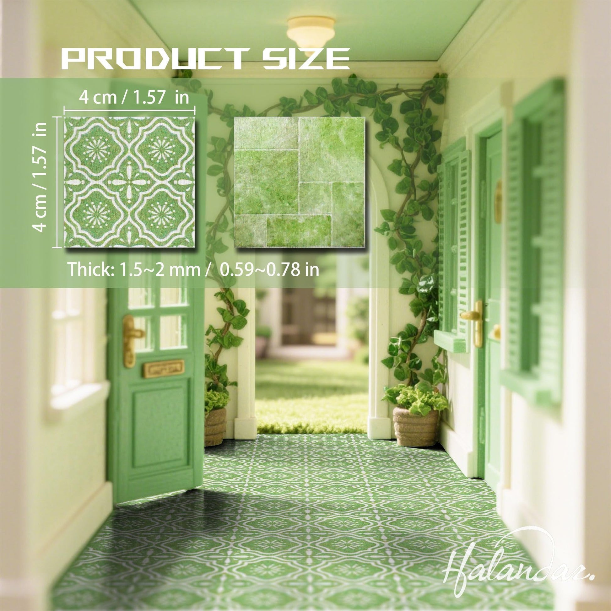 Halandar Dollhouse Flooring Tiles on 1/12 1/6 Scale Miniature Decor Accessories 32pcs Double-Sided