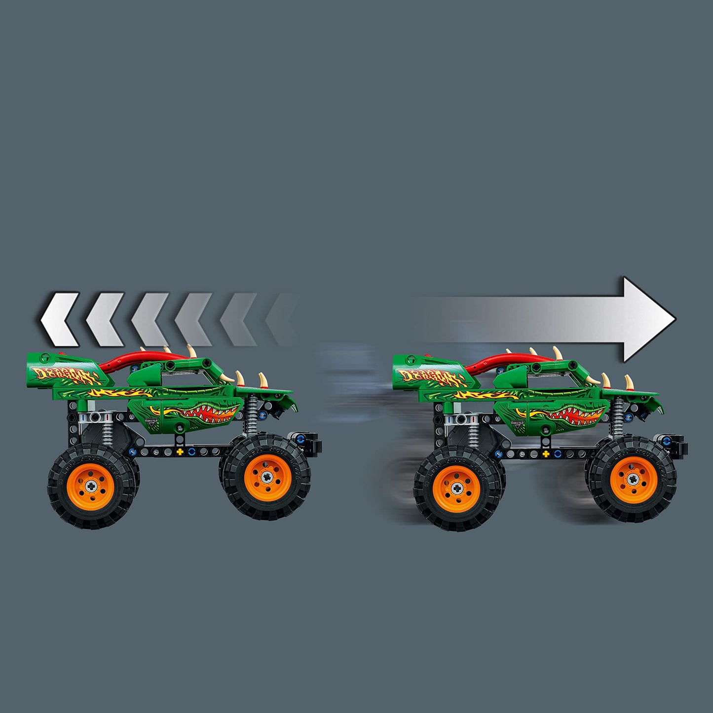 LEGO Technic Monster Jam Dragon Monster Truck Toy for Boys and Girls, 2in1 Racing Pull Back Car Toys for Off Road Stunts, Kids Birthday Gift Idea