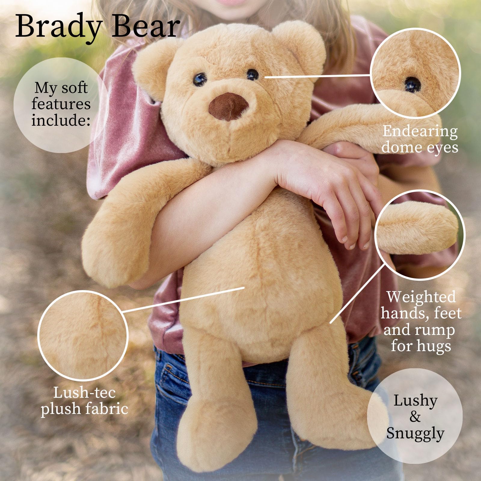 World's Softest Plush Stuffed Animal for Baby, Toddler, Kids, Adults - Adorable Toy Made from Kid-Friendly, Quality Materials - Lushee Brady Bear, 16"