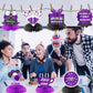 WINPOGEE 9Pcs Purple Black Happy Retirement Decorations Table Honeycomb Centerpieces Party Supplies Adventure Awaits Sign for Men Retired Decor