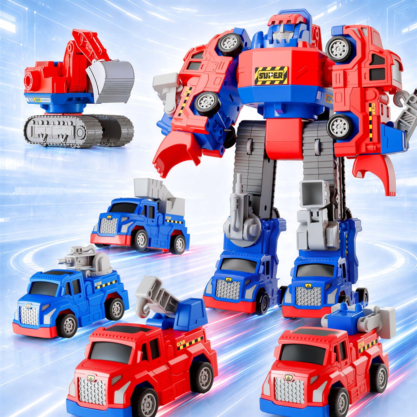 iPlay, iLearn Kids Magnetic Transform Robot Toy, Toddler Construction Truck