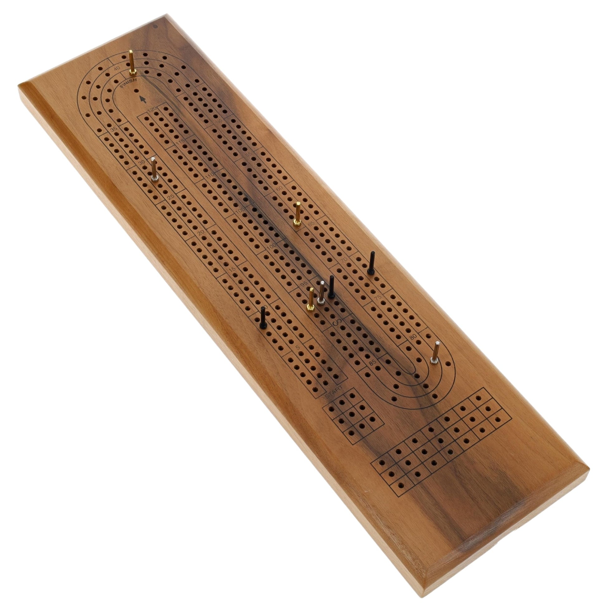 WE Games Cribbage Board Game Set, Travel Cribbage with Card Storage and Metal Pegs, Unique Dark Stained 3 Track Board, Classic Wooden Board Game