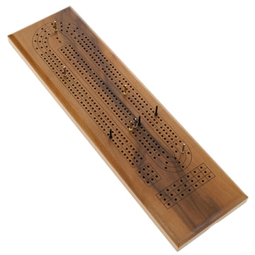 WE Games Cribbage Board Game Set, Travel Cribbage with Card Storage and Metal Pegs, Unique Dark Stained 3 Track Board, Classic Wooden Board Game