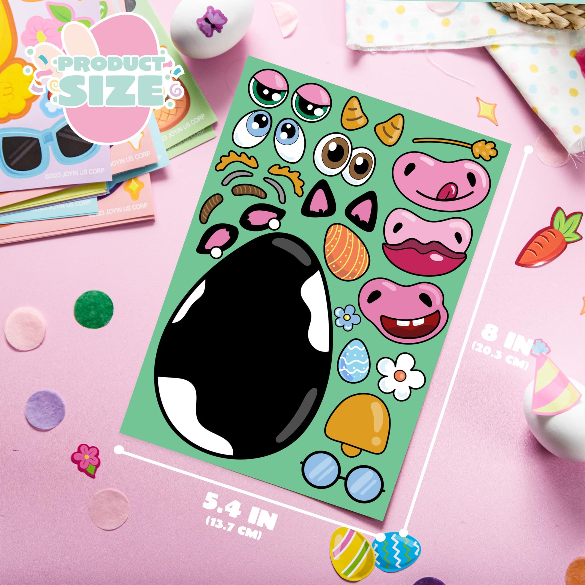 JOYIN 24 PCS Easter Stickers Mix and Match Make a Face Animal Stickers with Easter Egg Themed Pig, Bunny, Chicken, Cow, Sheep, Duck Party Favor