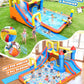 Whubefy18Ft Big Inflatable Water Slide Bounce House for Kids Backyard, 13-in-1 Large Waterslide Water Park Bouncy Castle with Extension Lawn Slip