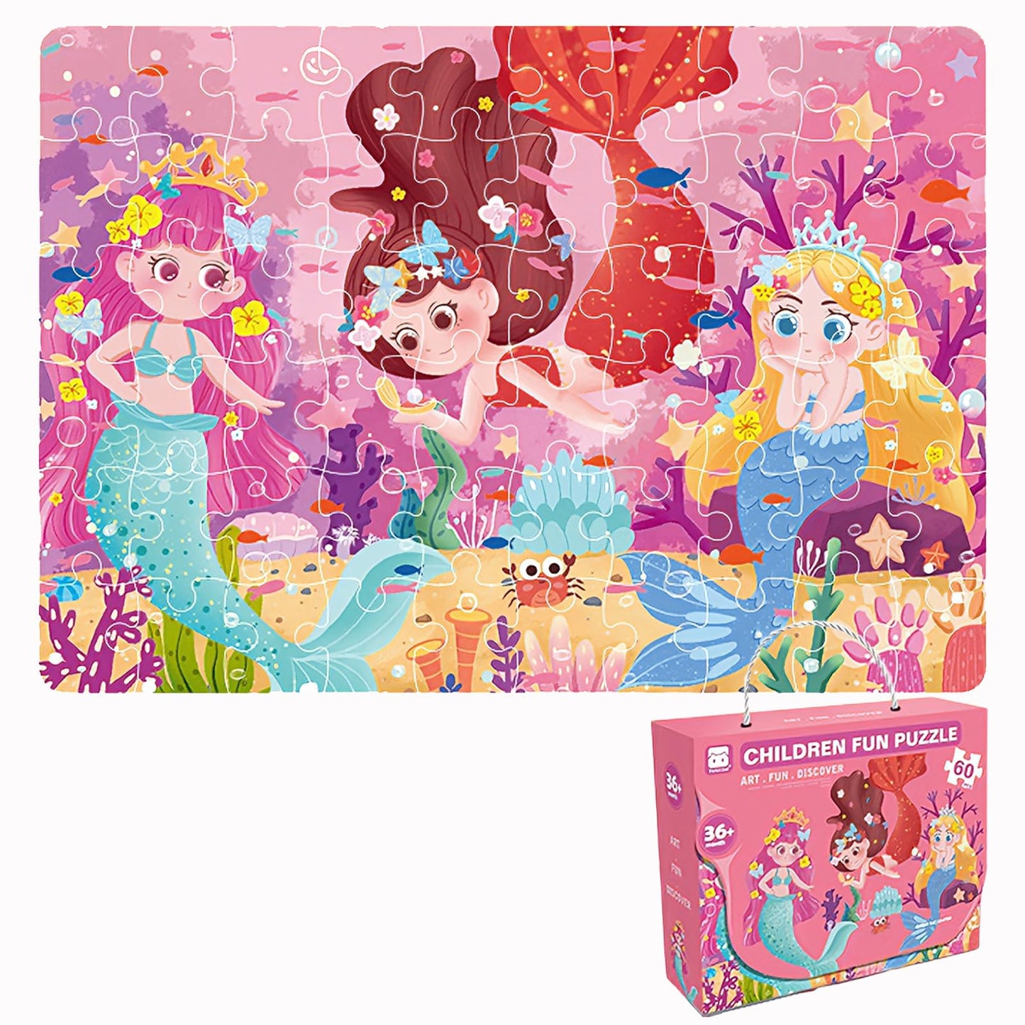 GIVEITALL Mermaid Jigsaw Puzzle for Kids Ages 4-10 Years Olds,60 Pieces