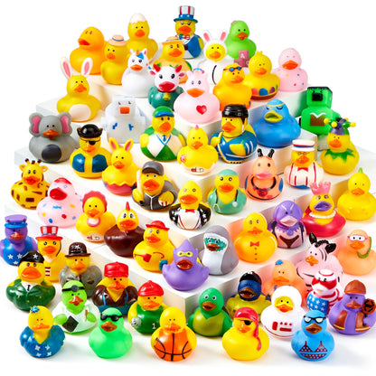 JOYIN 30 Pcs Rubber Ducks, Random Assortment Ducks Bulk with Mesh Carry Bag, Mini Rubber Duckies for Baby Bath Toys, Kids Toddler Summer Pool Toys