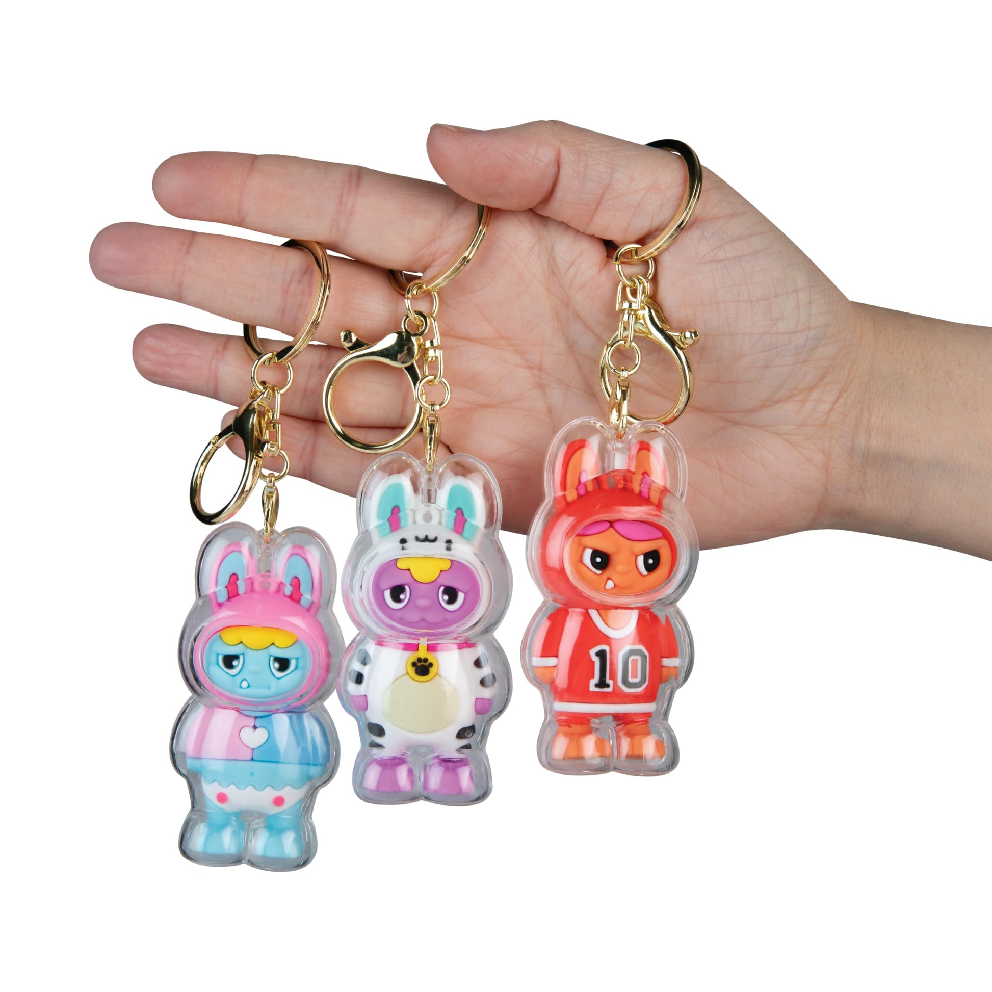 ORB Cuties Keychain Charms Assorted Blind Box Series 2-1 Individual Bubble Keychain Toy - Collectible Themed Animal Figure Charms for Backpacks, Keys
