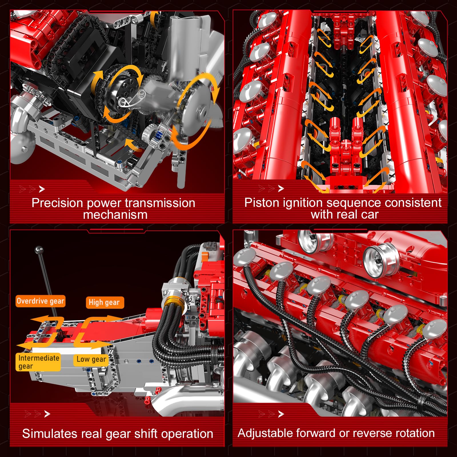 Mould King V12 Engine Model Kit That Runs, MOC Engineering Model Building Kit with Battery and Motor, 3472 PCS STEM Engineering Building Blocks
