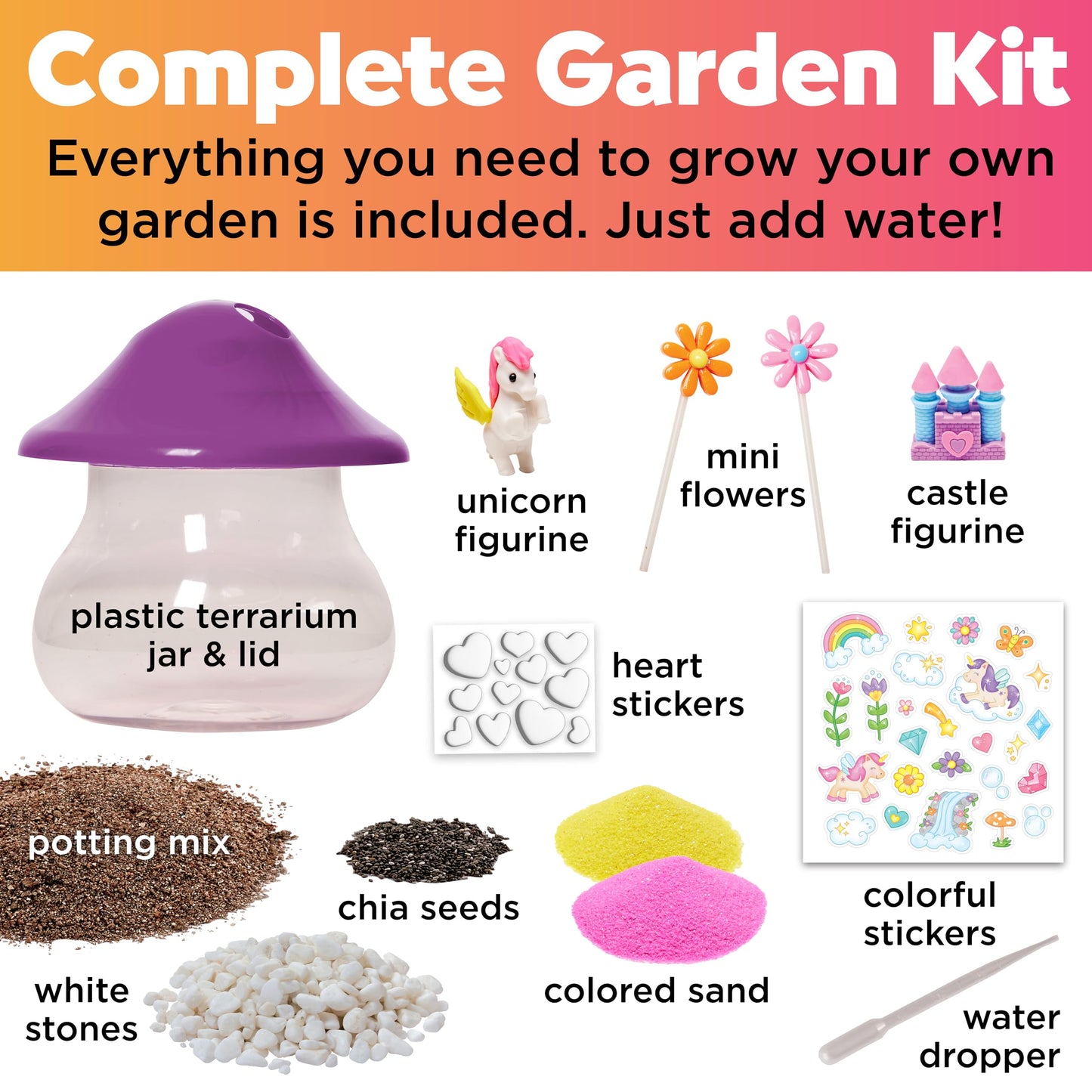 Creativity for Kids Plant and Grow Unicorn Forest: Terrarium Kit for Kids, Unicorn Toys and STEM Kits, Screen Free Summer Crafts & Arts and Crafts