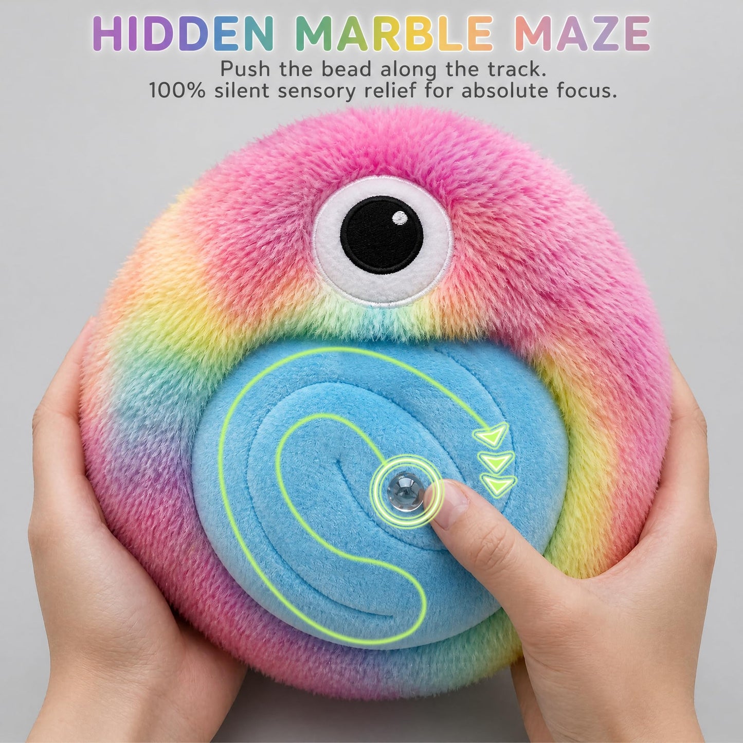 SHSEEN Maze Fidget Plush, Quiet Sensory Monster Stuffed Animal, 8.5 in