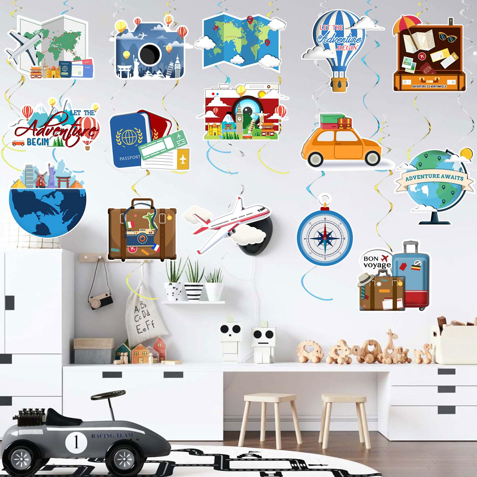 36pcs Travel Themed Hanging Swirl Decorations Let The Adventure Begin Bon Voyage Decor Farewell Retirement Themed Party Streamers Supplies Around