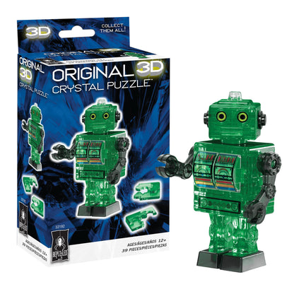 Green Tin Robot Crystal 3D Puzzle, 39-Pc Brain Teaser, Ages 12+