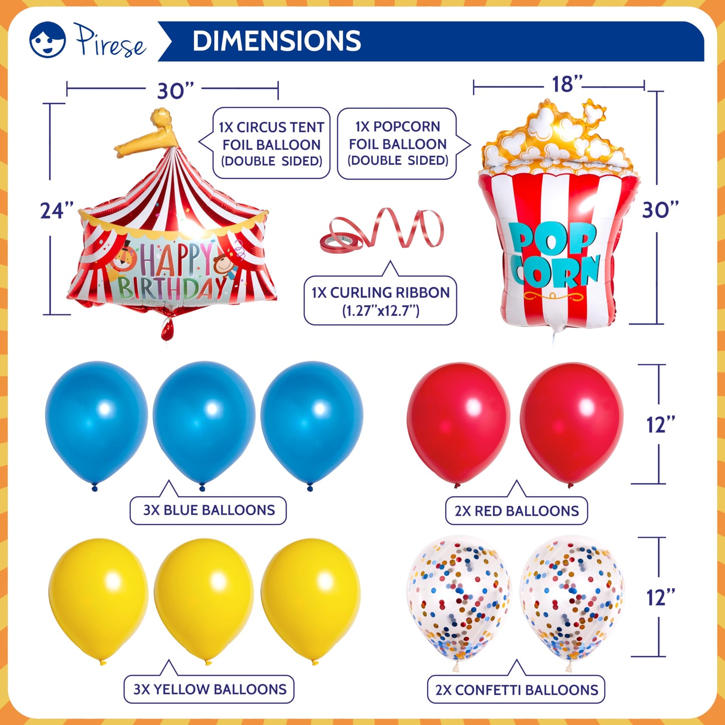Pirese Carnival & Circus Birthday Party Decorations - Birthday Party Supplies | Banner & Balloons Decor for Kids