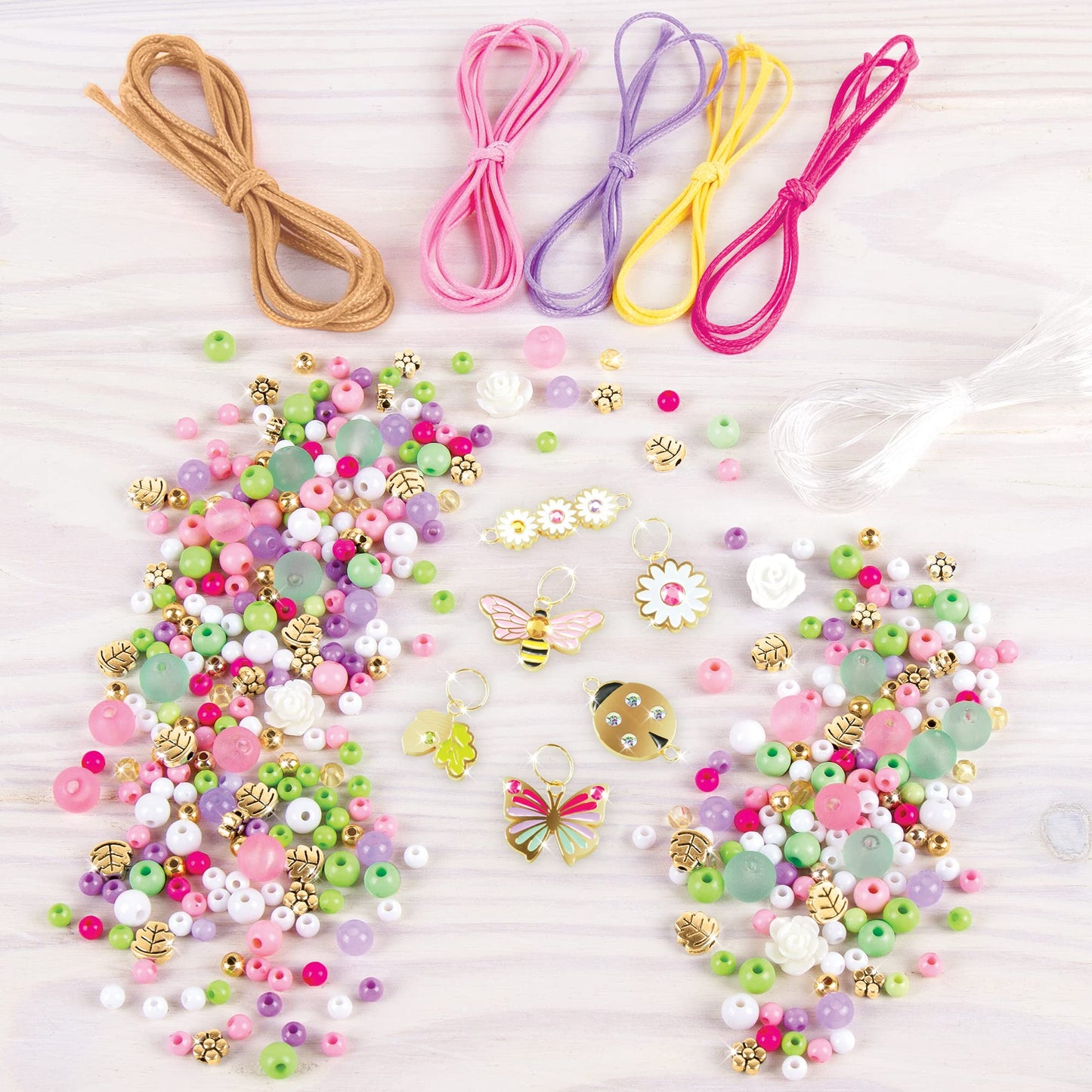 Make It Real: Crystal Dreams Nature Song - Create 9 Unique Charm Bracelets, 461 Pieces, Green Pink & Purple, All-in-One, DIY Charm & Bead Jewelry Kit
