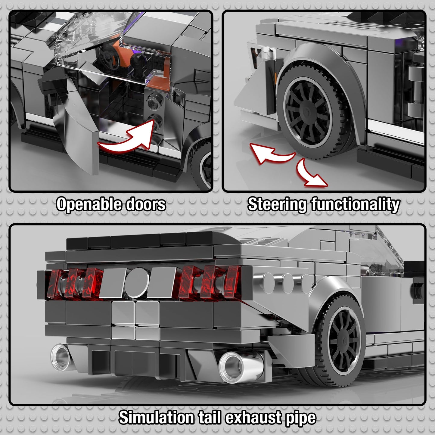 HIGH GODO Super Sports Car Building Set, Racing Car Building Kits for Adults and Teens 14+,Collectible Model Cars Construction Blocks Toys Gifts (476