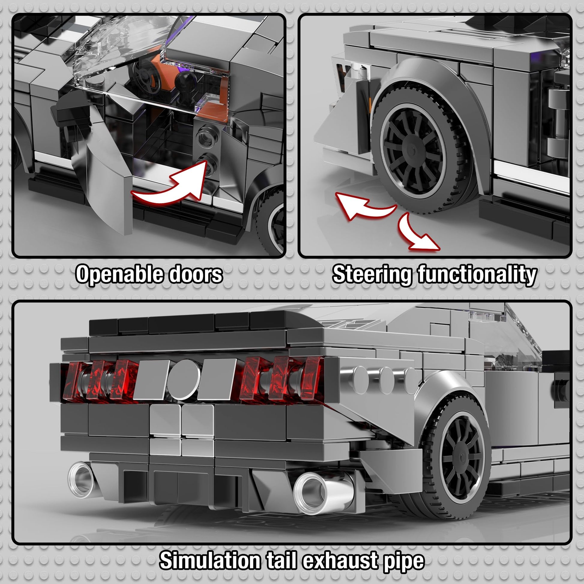 HIGH GODO Super Sports Car Building Set, Racing Car Building Kits for Adults and Teens 14+,Collectible Model Cars Construction Blocks Toys Gifts (476