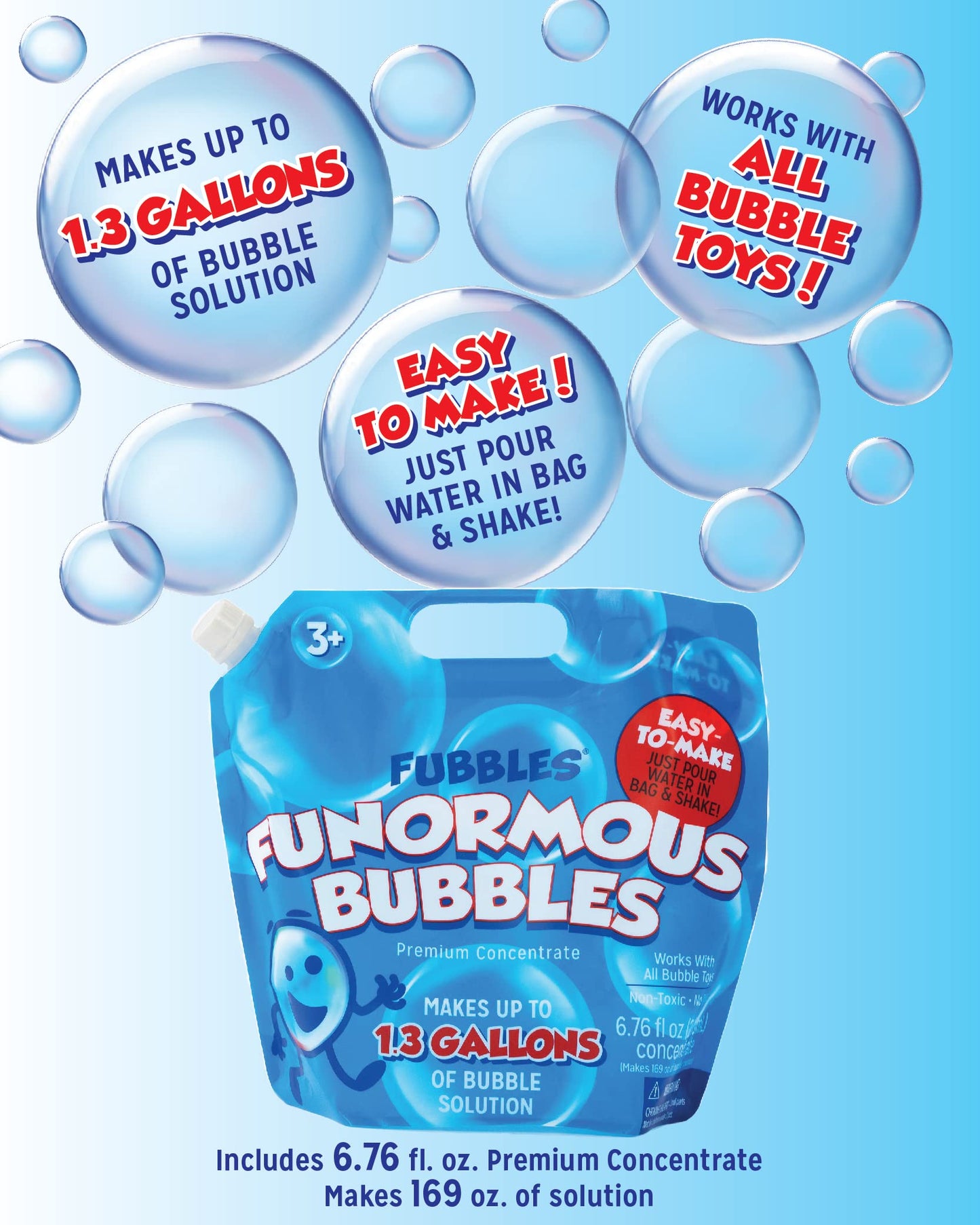 Little Kids Bubbles by Fubbles| Bubble Solution Refill | 169oz Non Toxic Bubble Solution | Bubble Concentrated for Bubble Machine, Bubble Juice