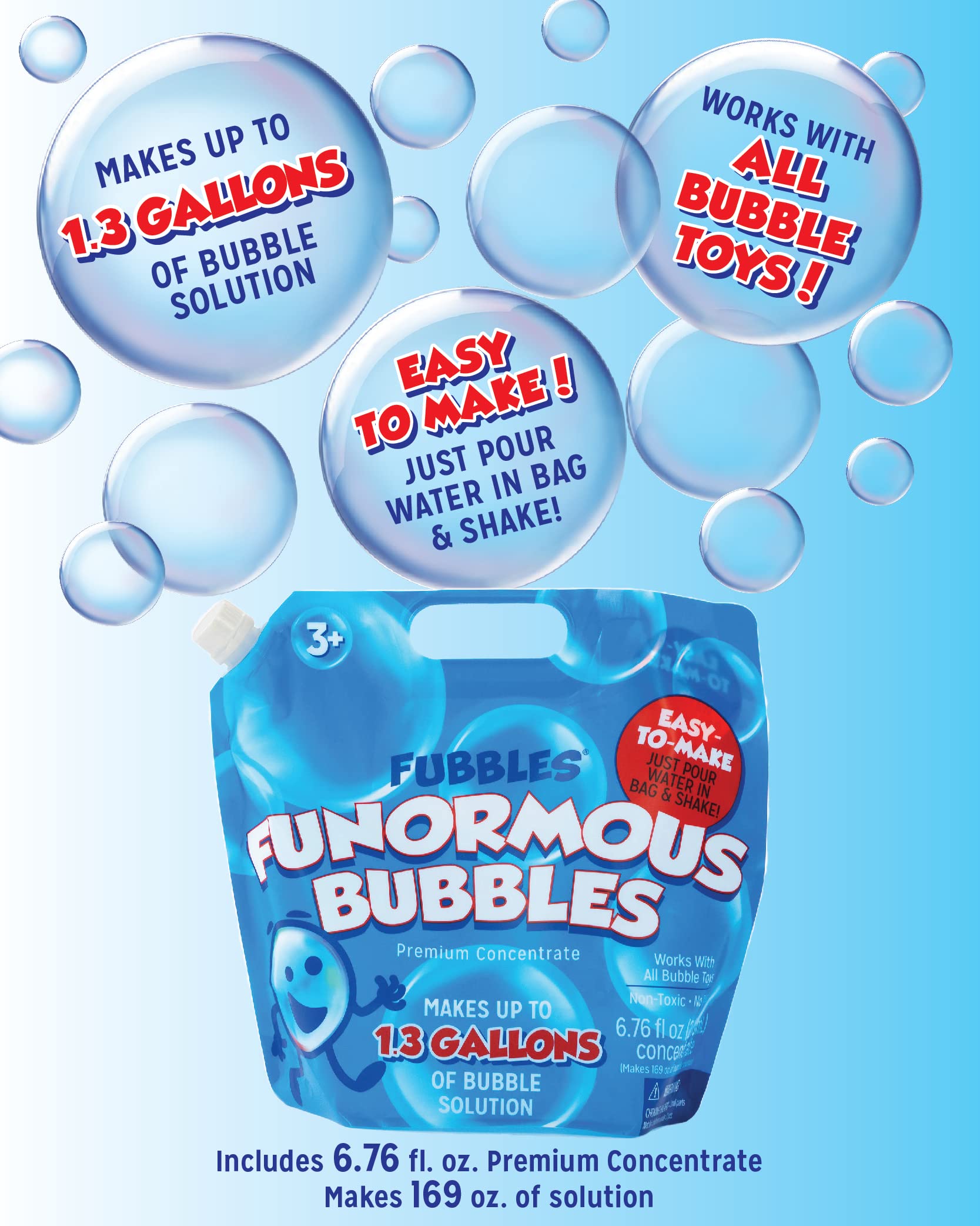 Little Kids Bubbles by Fubbles| Bubble Solution Refill | 169oz Non Toxic Bubble Solution | Bubble Concentrated for Bubble Machine, Bubble Juice