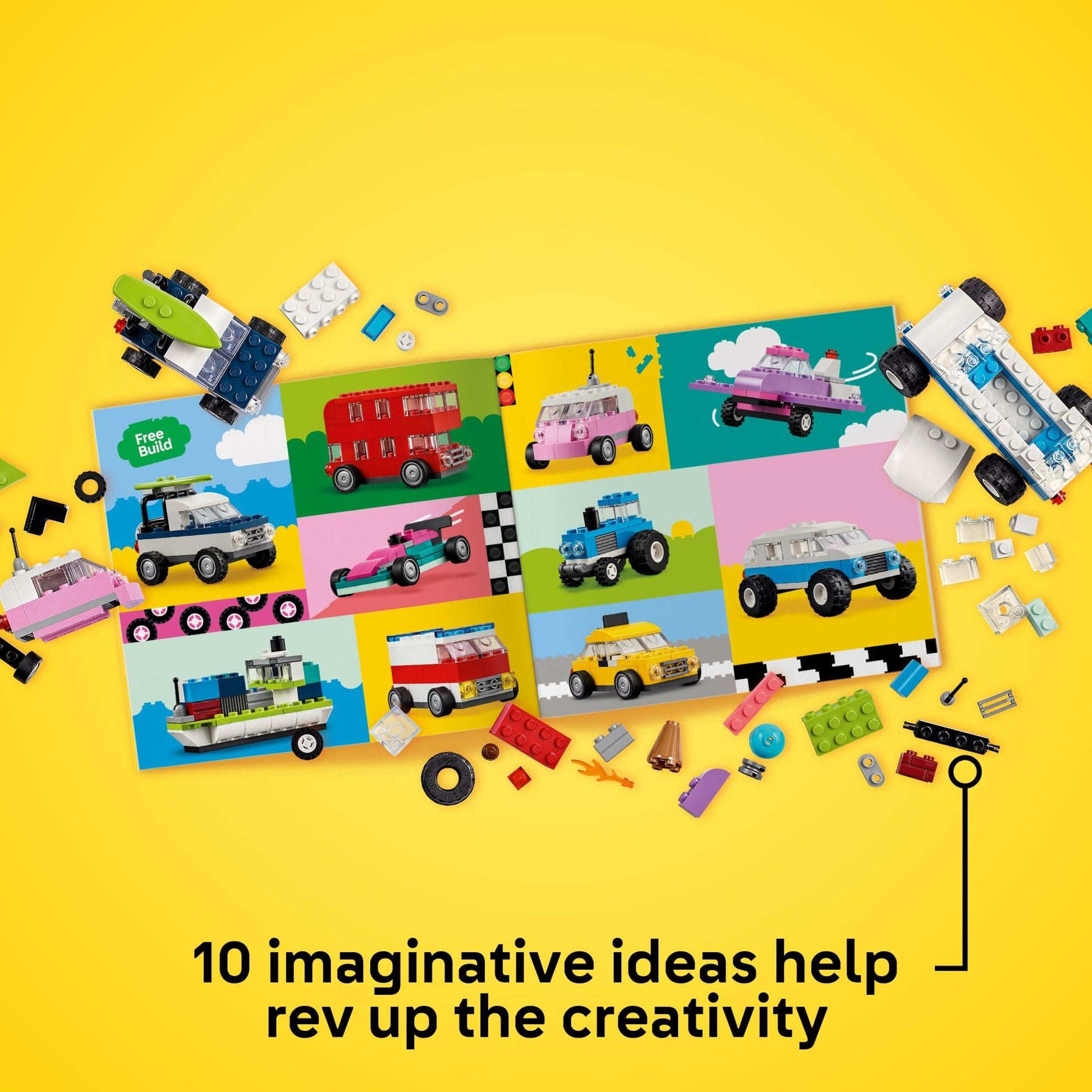 LEGO Classic Creative Vehicles, Colorful Construction Brick Building Kit with Ice Cream Truck, Police Car Toy, Model City Cars and More, Gift or Car