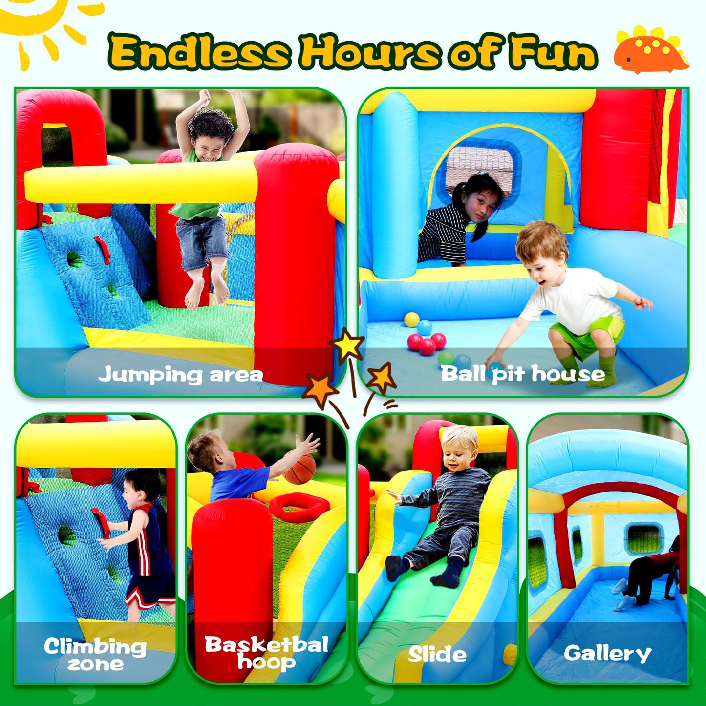 WELLFUNTIME Inflatable Bounce House with Slide, Jumping Castle with Blower
