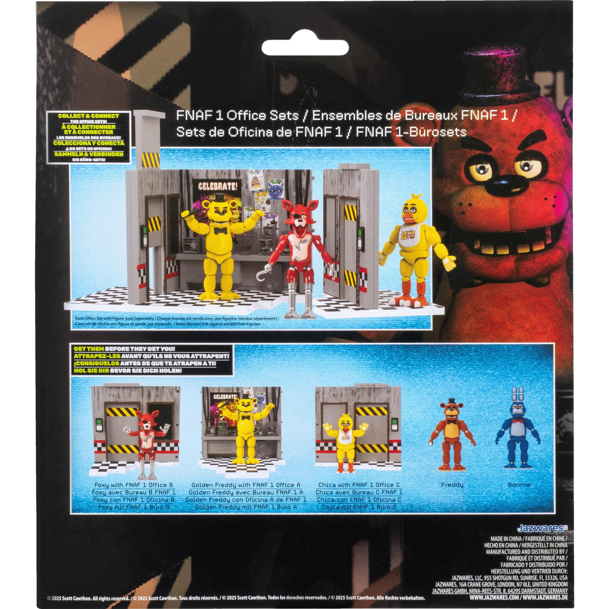 Jazwares Five Nights at Freddy’s Classic Foxy Office Set - 5-Inch Articulated Figure with Jumpscare Feature, Glow-in-The-Dark Eyes, and Optical